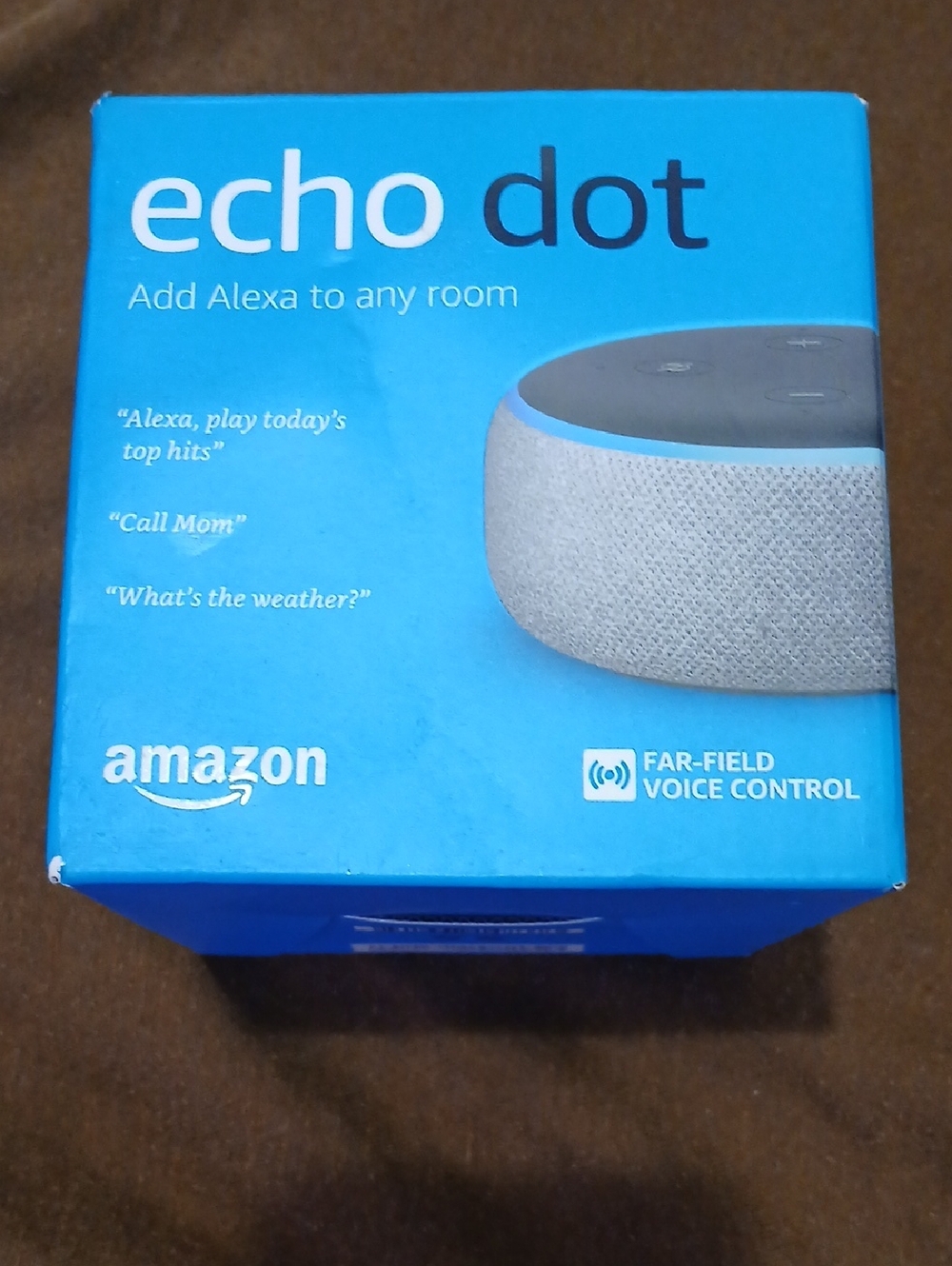 Amazon Echo Dot Smart Speaker - Light Gray Fabric with Black Top 3rd Gen NEW!